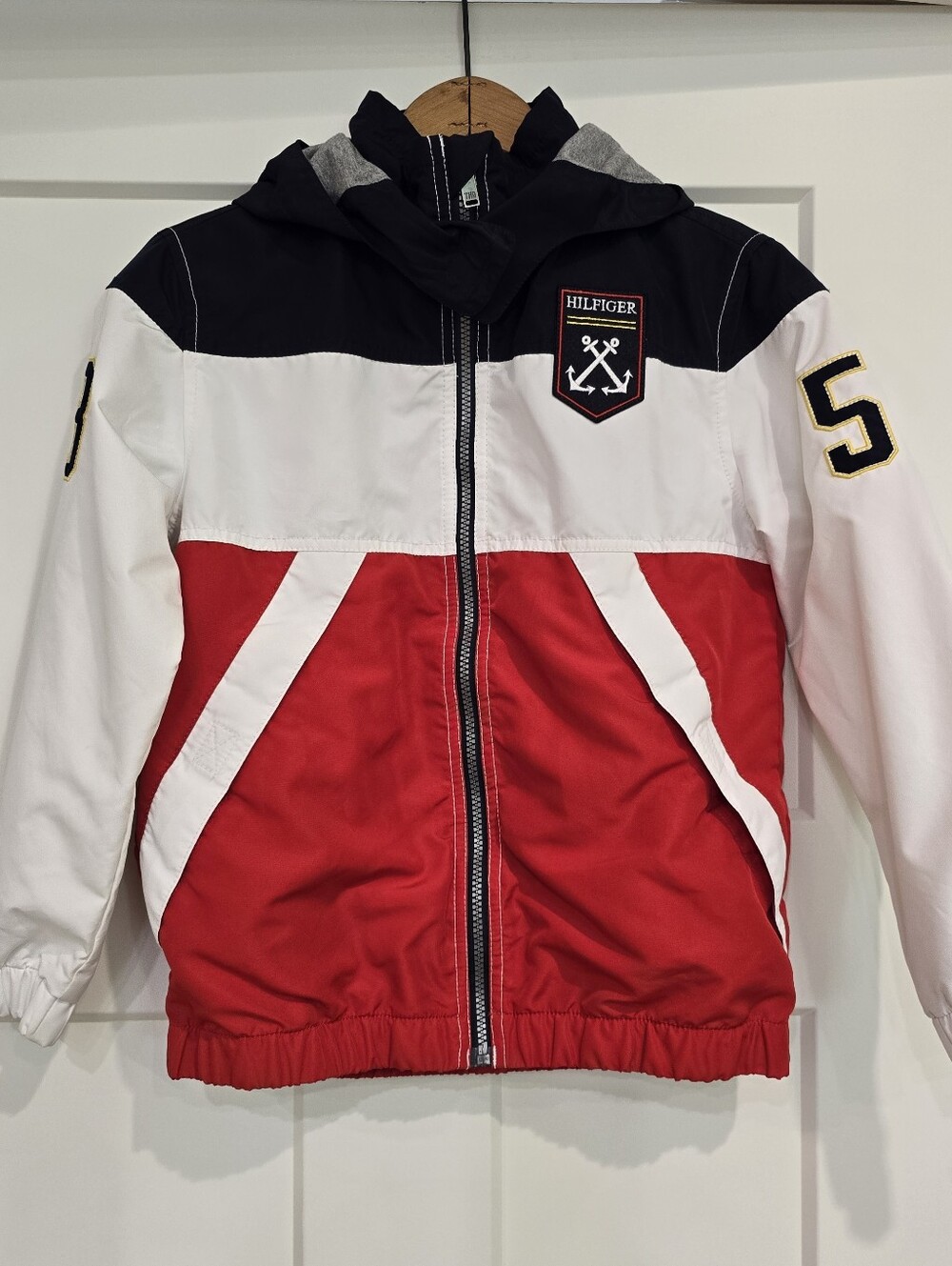 Tommy Hilfiger S/P(6-7) Colorblock Red White Blue Windbreaker Jacket Preppy Y2K